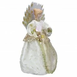 Kurt Adler 12" Lighted Gold And Ivory Angel Tree Topper - Multicolor Fiber Optic Lights -Wreaths & Garland shop ksa ul1095 1 99920.1588405775