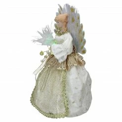 Kurt Adler 12" Lighted Gold And Ivory Angel Tree Topper - Multicolor Fiber Optic Lights -Wreaths & Garland shop ksa ul1095 2 00836.1588405775