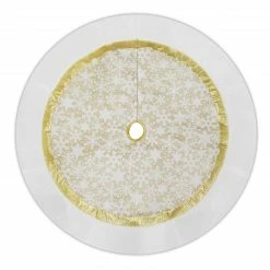 Northlight 48" White And Gold Glitter Snowflake Christmas Tree Skirt