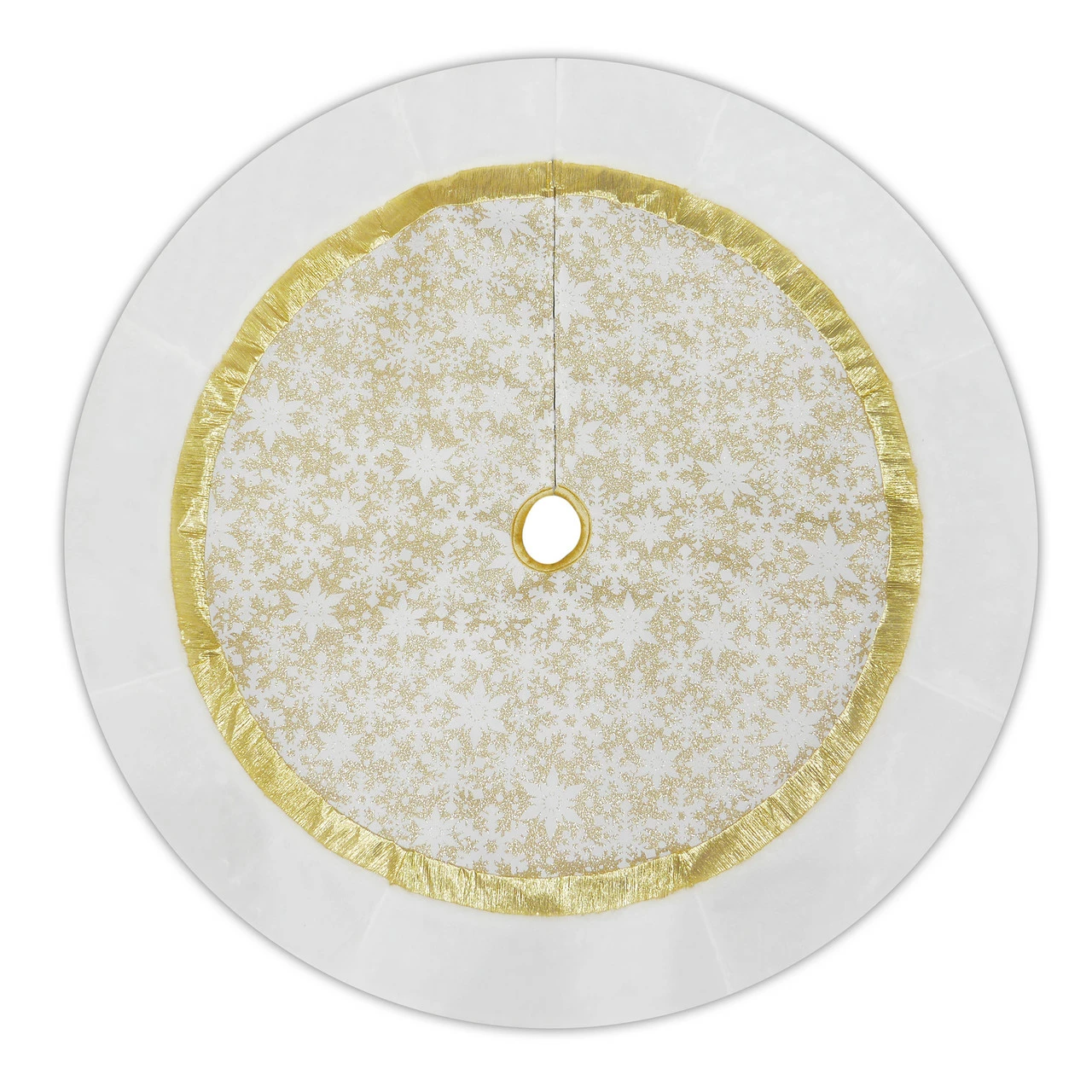 Northlight 48" White And Gold Glitter Snowflake Christmas Tree Skirt 1 Northlight 48" White And Gold Glitter Snowflake Christmas Tree Skirt