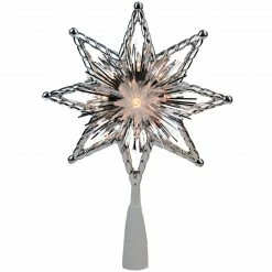 Northlight 8" Silver Lighted Star Christmas Tree Topper - Clear Lights