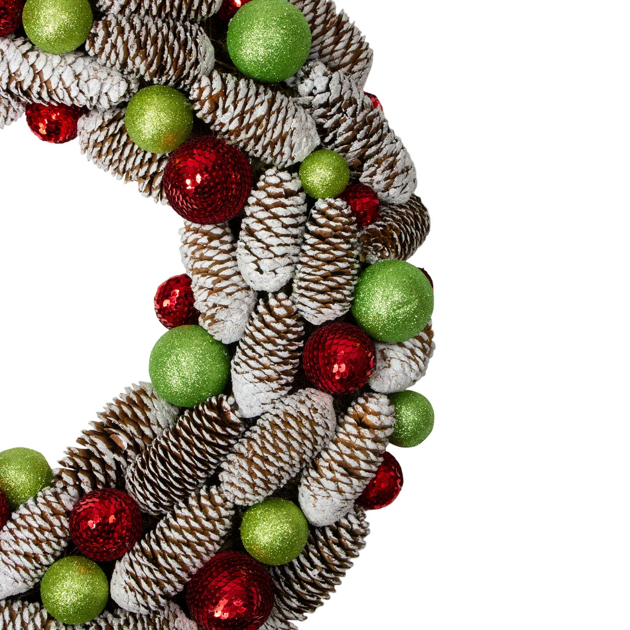Melrose Candy Crush Frosted Pine Cone And Ball Ornament Artificial Christmas Wreath - 21-Inch, Unlit 2 Melrose Candy Crush Frosted Pine Cone And Ball Ornament Artificial Christmas Wreath - 21-Inch, Unlit - Image 2