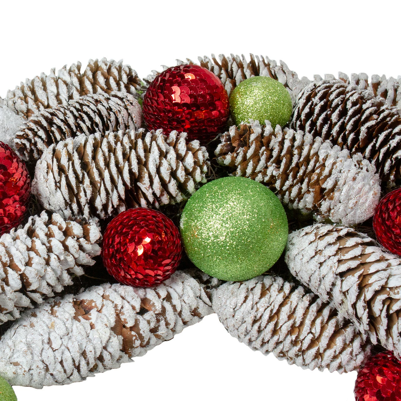 Melrose Candy Crush Frosted Pine Cone And Ball Ornament Artificial Christmas Wreath - 21-Inch, Unlit 3 Melrose Candy Crush Frosted Pine Cone And Ball Ornament Artificial Christmas Wreath - 21-Inch, Unlit - Image 3