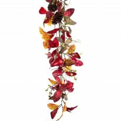Melrose 5' X 9.5" Red And Yellow Foliage With Pine Cones Artificial Christmas Garland - Unlit -Wreaths & Garland shop melrose 60234 3 95301.1665610427