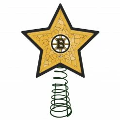 The Memory Company 10" Lighted Yellow And Black Mosaic Style Star NHL Boston Bruins Christmas Tree Topper