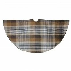 Northlight 48" Brown Plaid Rustic Woodland Christmas Tree Skirt With Gold Trim