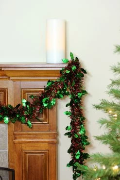 Northlight 50' Shiny Red Christmas Tinsel Garland With Green Holly - Unlit -Wreaths & Garland shop mfzole80q8wl4xcqtxaymz6r3fr7mwmq 04337.1588344869