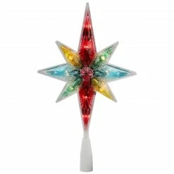 Northlight 10.75" Multi Colored Faceted Star Of Bethlehem Christmas Tree Topper, Clear Lights