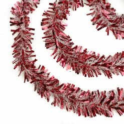 Northlight 50' X 4" Red And White Wide Cut Snowblush Tinsel Christmas Garland - Unlit