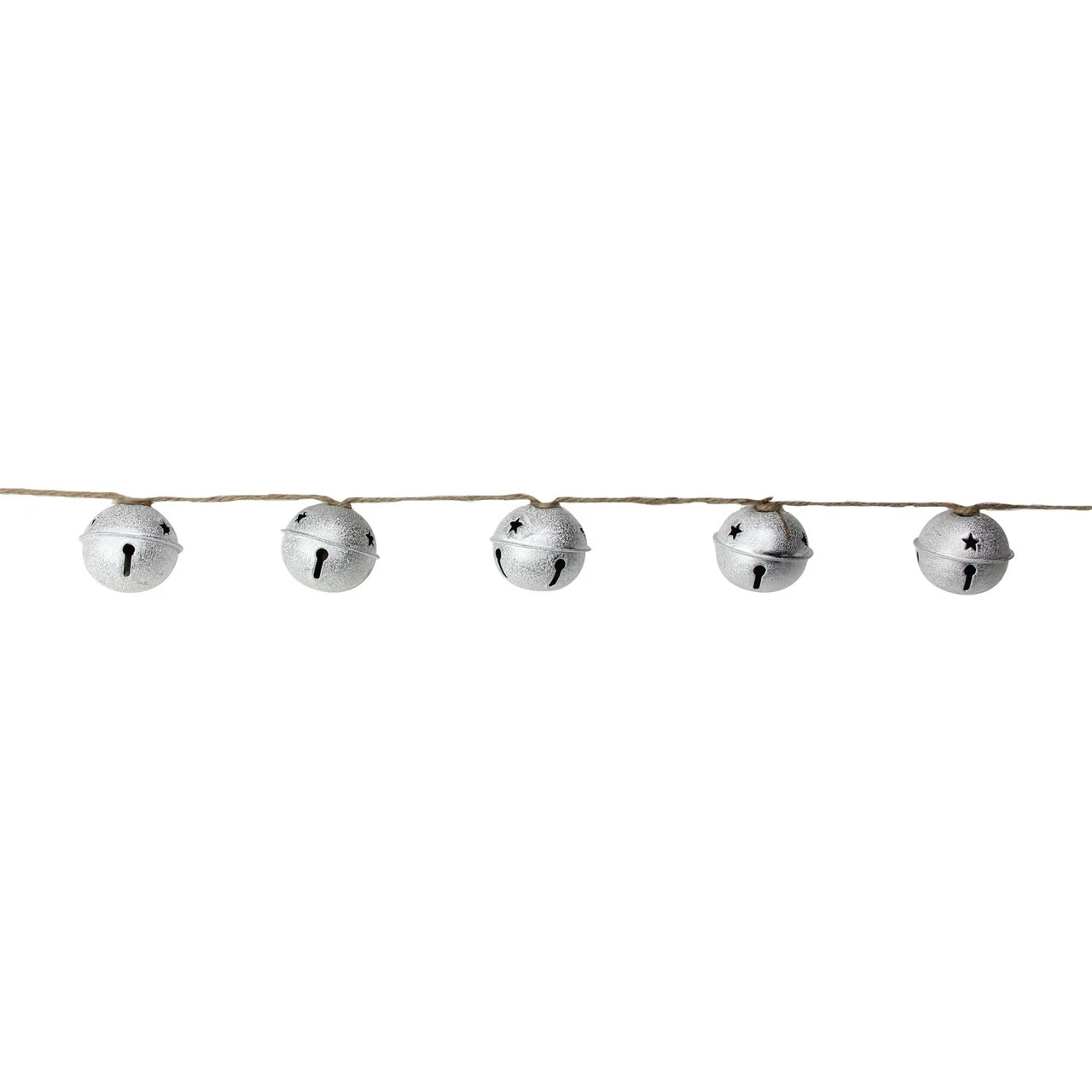 Midwest 5' X 2" Silver And Black Jingle Bell Star Cutouts Artificial Christmas Garland - Unlit 2 Midwest 5' X 2" Silver And Black Jingle Bell Star Cutouts Artificial Christmas Garland - Unlit - Image 2
