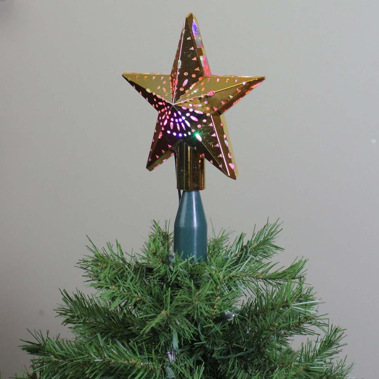 Mr. Christmas 11.5" Lighted Gold Kaleidoscope Christmas Tree Topper - Multicolor LED Lights 3 Mr. Christmas 11.5" Lighted Gold Kaleidoscope Christmas Tree Topper - Multicolor LED Lights - Image 3