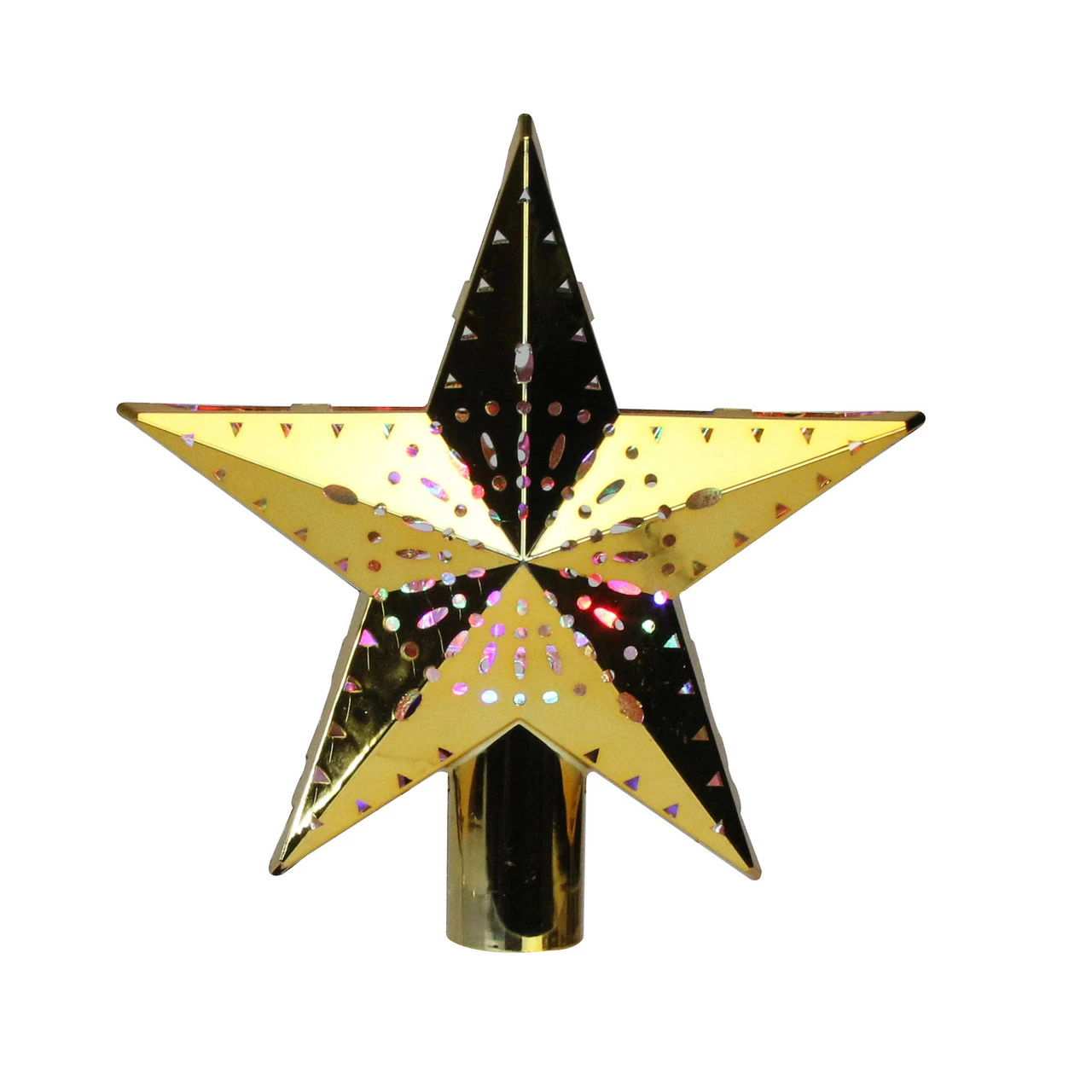 Mr. Christmas 11.5" Lighted Gold Kaleidoscope Christmas Tree Topper - Multicolor LED Lights 1 Mr. Christmas 11.5" Lighted Gold Kaleidoscope Christmas Tree Topper - Multicolor LED Lights