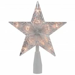 Northlight 7.25" Clear And White 5-Point Star Traditional Christmas Tree Topper - Clear Lights