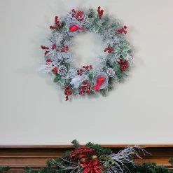 Northlight Berries And Red Cardinals In Nests Flocked Artificial Christmas Wreath, 24-Inch, Unlit -Wreaths & Garland shop n1rwpxruacpkop1crlcb1t7obdkscdlb 82283.1655920587