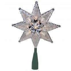 Northlight 8" Silver And Clear Mosaic Star Lighted Christmas Tree Topper - Clear Lights