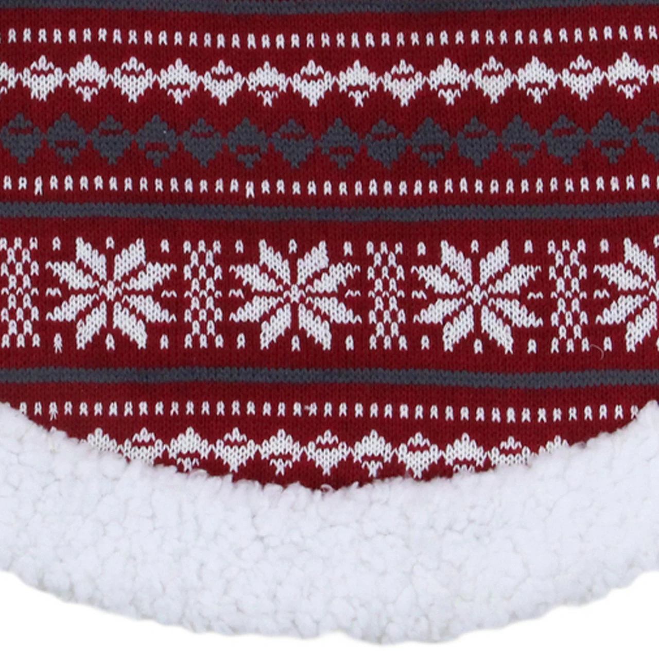 Northlight 20" Gray And Red Snowflakes Lodge Mini Christmas Tree Skirt With Sherpa Trim 3 Northlight 20" Gray And Red Snowflakes Lodge Mini Christmas Tree Skirt With Sherpa Trim - Image 3