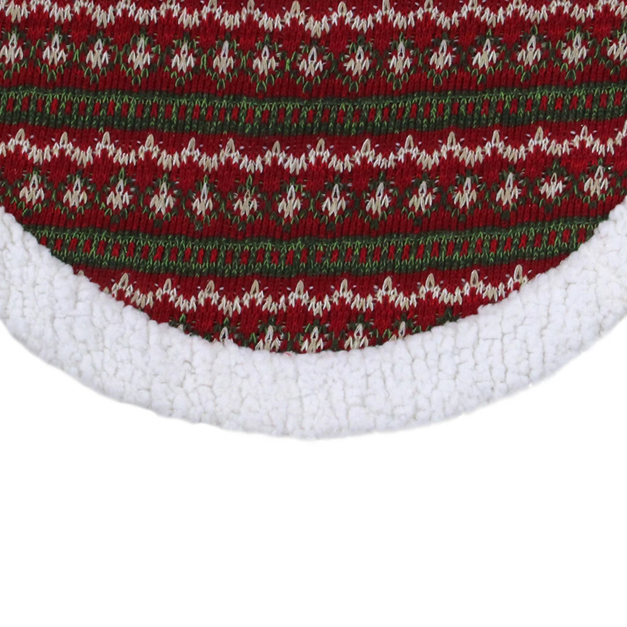 Northlight 20" Red And Green Lodge Knitted Mini Christmas Tree Skirt With Sherpa Trim 3 Northlight 20" Red And Green Lodge Knitted Mini Christmas Tree Skirt With Sherpa Trim - Image 3