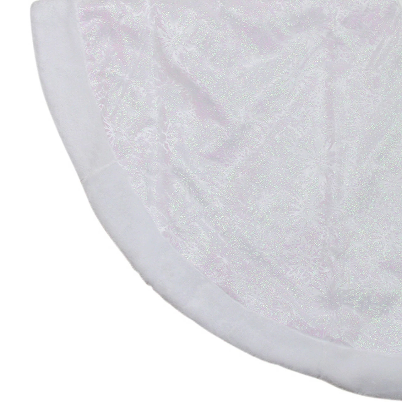 Northlight 48" White Iridescent Glitter Snowflake Christmas Tree Skirt 3 Northlight 48" White Iridescent Glitter Snowflake Christmas Tree Skirt - Image 3