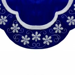 Northlight 48-Inch Velvet Royal Blue And White Snowflake Christmas Tree Skirt -Wreaths & Garland shop northlight20l87984 42355.1638550340