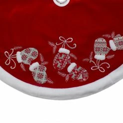Northlight 48-Inch Red And White Embroidered Winter Mittens Christmas Tree Skirt -Wreaths & Garland shop northlight20l87988 43429.1638550336