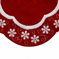 Northlight 48-Inch Velvet Red And White Snowflake Scallop Christmas Tree Skirt -Wreaths & Garland shop northlight20l87990 48367.1638550339