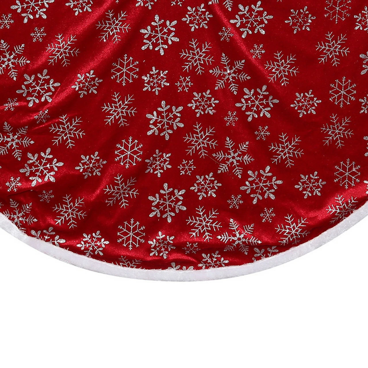 Northlight 48" Red And White Snowflake Christmas Tree Skirt With A White Border 3 Northlight 48" Red And White Snowflake Christmas Tree Skirt With A White Border - Image 3