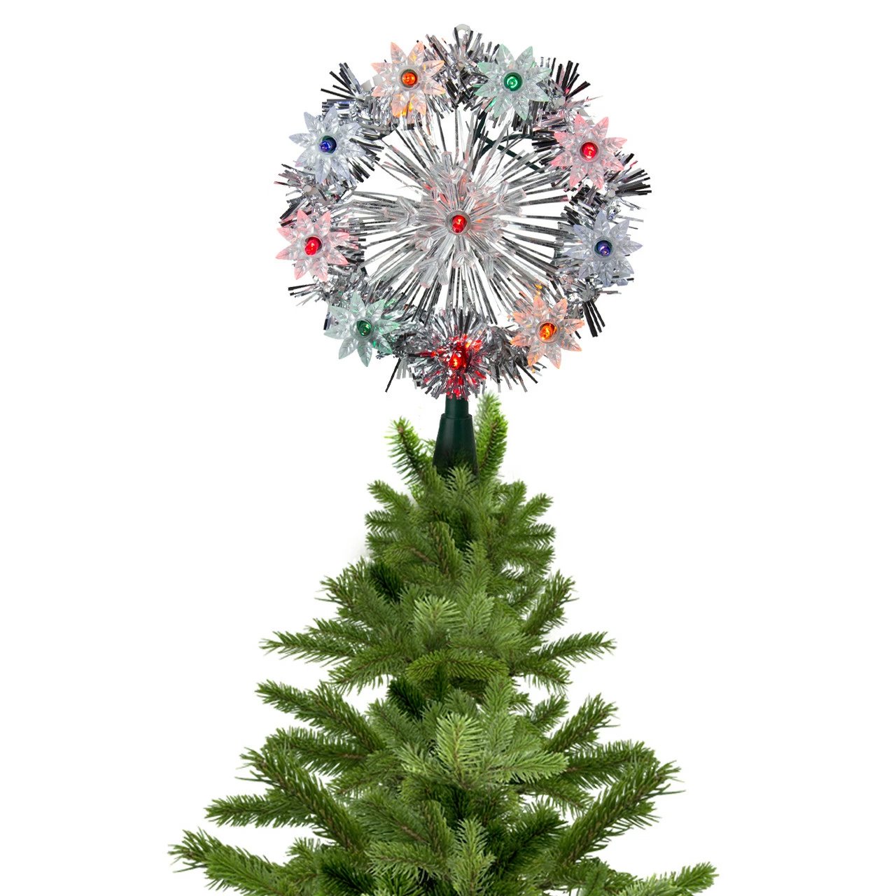 Northlight 7" Pre-Lit Silver Snowflake Starburst Christmas Tree Topper - Clear Lights 4 Northlight 7" Pre-Lit Silver Snowflake Starburst Christmas Tree Topper - Clear Lights - Image 4