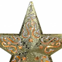 Northlight 8.5" Gold Glitter Star Christmas Tree Topper - Clear Lights -Wreaths & Garland shop northlight20nl02634 20411.1664379975