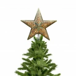 Northlight 8.5" Gold Glitter Star Christmas Tree Topper - Clear Lights -Wreaths & Garland shop northlight20nl02634b 35374.1664379975