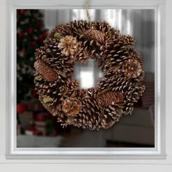 Alternative view of Northlight Brown Assorted Pine Cone Wooden Christmas Wreath - 13-Inch, Unlit