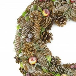 Northlight Brown Pine Cone And Fruit Glitter Artificial Christmas Wreath - 19.5-Inch, Unlit -Wreaths & Garland shop northlight20sh36233 51104.1665611029