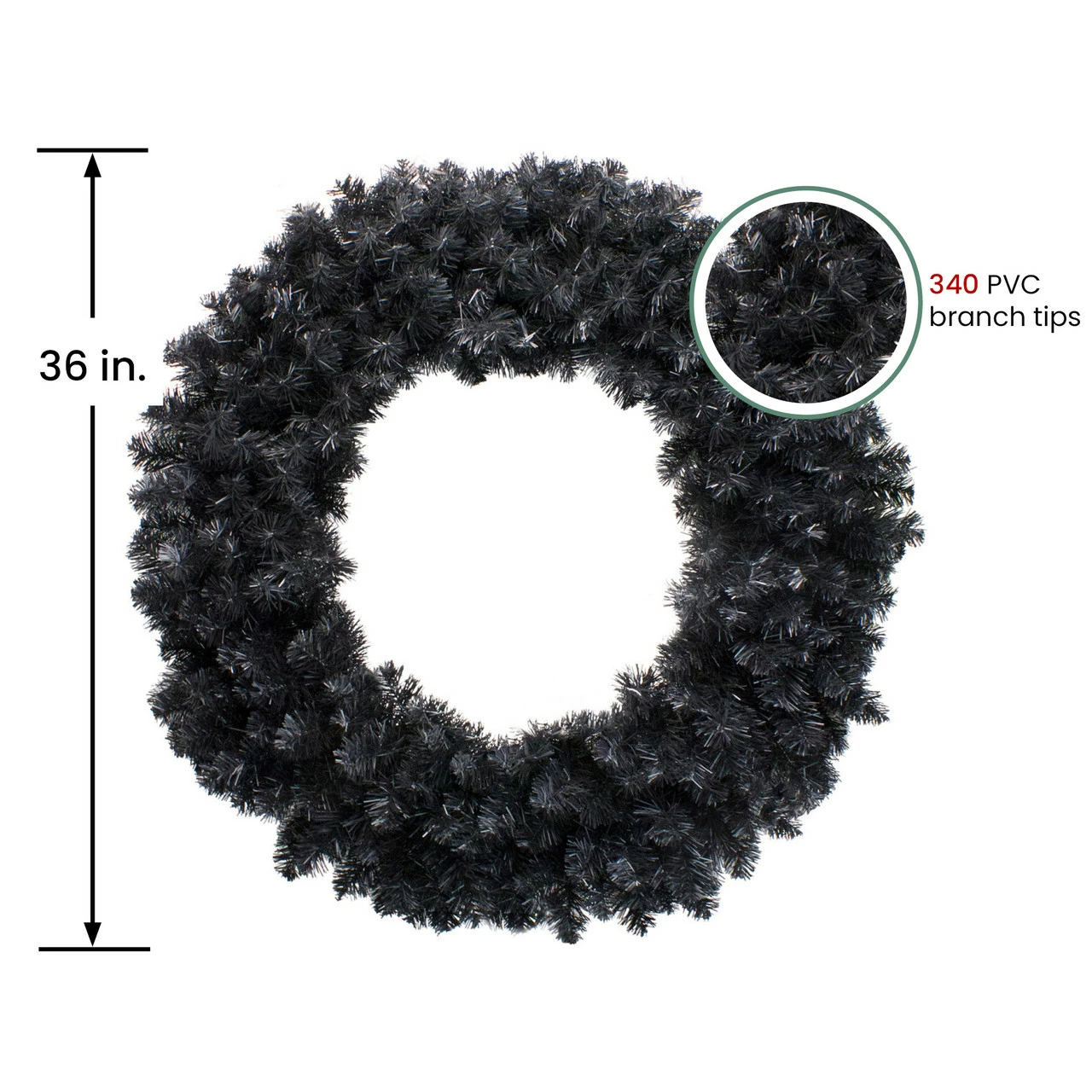 Northlight 36" Black Colorado Spruce Artificial Halloween Wreath - Unlit 2 Northlight 36" Black Colorado Spruce Artificial Halloween Wreath - Unlit - Image 2