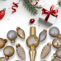 Northlight 15ct Gold 2-Finish Glass Christmas Tree Topper And Ornament Set 5.5" -Wreaths & Garland shop northlight20wy27599b 60018.1637152148