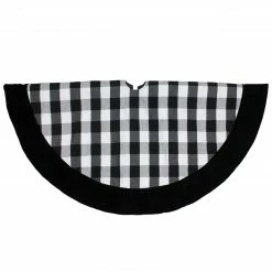 Dyno 48" Black And White Plaid Round Christmas Tree Skirt