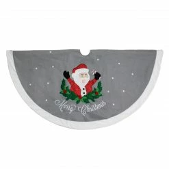 Dyno 48" Gray And White Traditional Happy Santa Christmas Tree Skirt