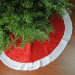 Northlight 48" Red And White Velveteen Christmas Tree Skirt With White Trim 5 Northlight 48" Red And White Velveteen Christmas Tree Skirt With White Trim -Wreaths & Garland shop northlight 56001go 2 48556.1588369434