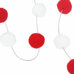 Northlight 9' Red And White Plush Snowball Christmas Garland -Wreaths & Garland shop northlight da92491 3 85465.1661972784