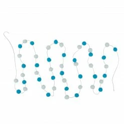 Northlight 9' Blue And White Plush Snowball Christmas Garland -Wreaths & Garland shop northlight da92492 2 07126.1661972786