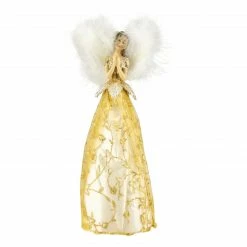 Northlight 10" Gold And White Angel Christmas Tree Topper, Unlit