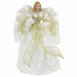 Northlight 14" Lighted White And Gold Angel In A Dress Christmas Tree Topper - Warm White Lights -Wreaths & Garland shop northlight e90894 lightson 79531.1666943000