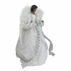 Northlight 14" African American Silver And White Angel Christmas Tree Topper, Unlit -Wreaths & Garland shop northlight e90895 1 00658.1665610431