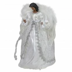 Northlight 14" African American Silver And White Angel Christmas Tree Topper, Unlit -Wreaths & Garland shop northlight e90895 3 20698.1665610431