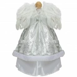 Northlight 18" Blonde Angel In White And Sliver Dress With Faux Fur Trim Christmas Tree Topper -Wreaths & Garland shop northlight e90896 2 96872.1665610746
