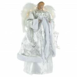 Northlight 18" Lighted White And Silver Angel In A Dress Christmas Tree Topper - Warm White Lights -Wreaths & Garland shop northlight e90897 2new 49640.1666943000