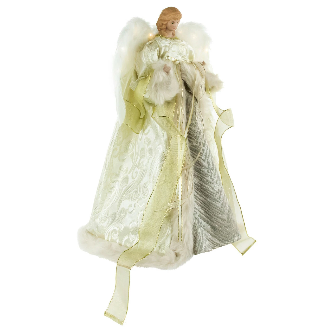 Northlight 18" Lighted White And Gold Angel In A Dress Christmas Tree Topper - Warm White Lights 2 Northlight 18" Lighted White And Gold Angel In A Dress Christmas Tree Topper - Warm White Lights - Image 2