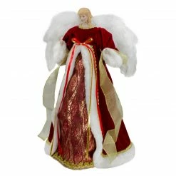Northlight 18" Red And Gold Angel In A Dress Christmas Tree Topper - Unlit -Wreaths & Garland shop northlight e90900 3 35481.1665611634