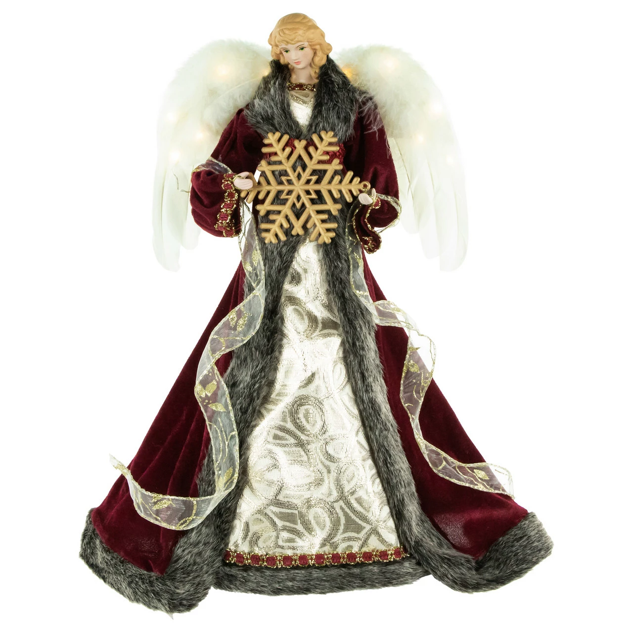 Northlight 18" Lighted Red And Gold Angel In A Dress Christmas Tree Topper - Warm White Lights 2 Northlight 18" Lighted Red And Gold Angel In A Dress Christmas Tree Topper - Warm White Lights - Image 2
