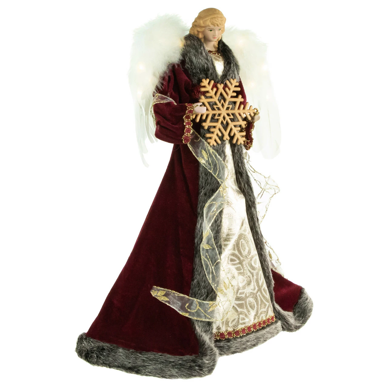 Northlight 18" Lighted Red And Gold Angel In A Dress Christmas Tree Topper - Warm White Lights 4 Northlight 18" Lighted Red And Gold Angel In A Dress Christmas Tree Topper - Warm White Lights - Image 4