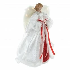 Northlight 14" White And Red Angel With Lighted Wings Christmas Tree Topper -Wreaths & Garland shop northlight e94086 2 22529.1664379038