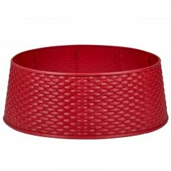 Northlight 21" Red Rattan Pattern Medium Christmas Tree Collar